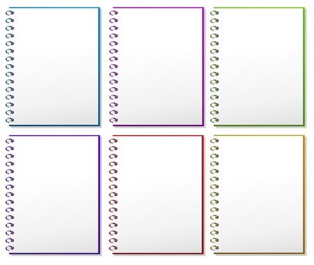 Illustration of the six spring notebooks on a white backgroundのイラスト素材