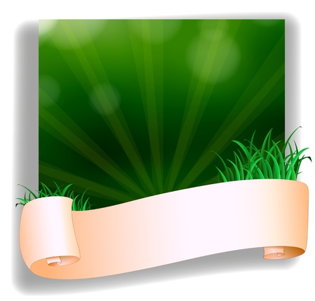 Illustration of an empty template in front of the green grass on a white backgroundのイラスト素材
