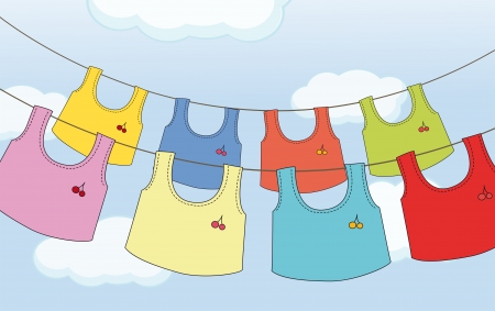 Illustration of the colorful hanging clothesのイラスト素材