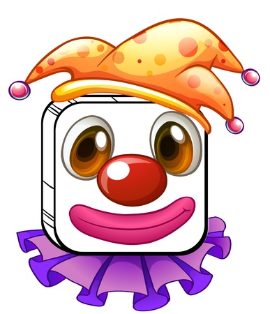 Illustration of a square clown face on a white backgroundのイラスト素材