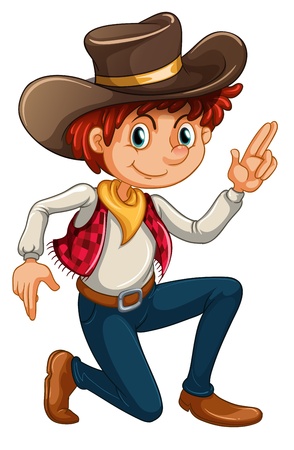 Illustration of a cowboy on a white backgroundのイラスト素材
