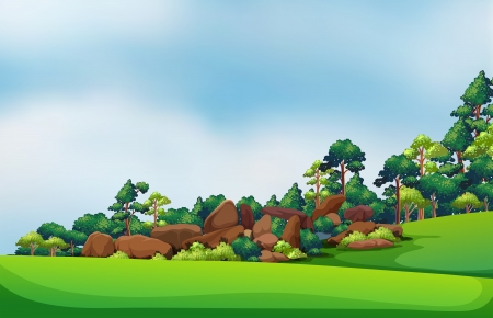 Illustration of the rocks at the forestのイラスト素材