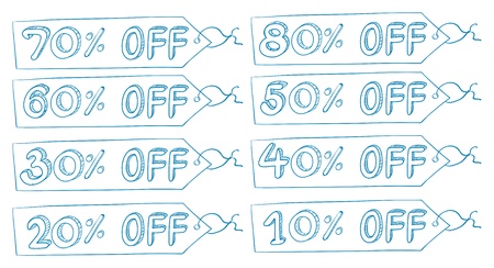 Illustration of the discount price tags on a white background のイラスト素材