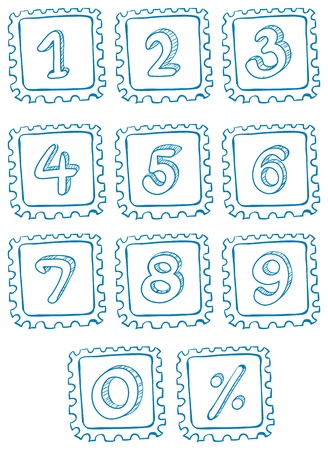 Illustration of the numbers inside the squares on a white background のイラスト素材