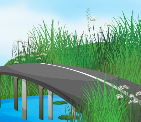 Illustration of a curve road in the riverのイラスト素材