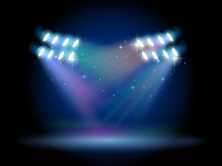 Illustration of an empty stage with spotlightsのイラスト素材