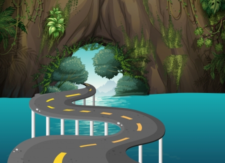 Illustration of a long road at the caveのイラスト素材