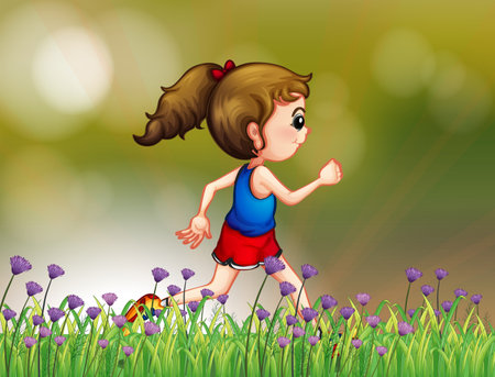 Illustration of a boy enjoying the cold water of the riverのイラスト素材