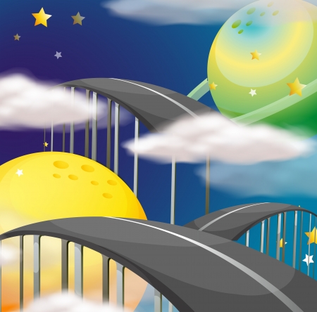 Illustration of a road going to the skyのイラスト素材