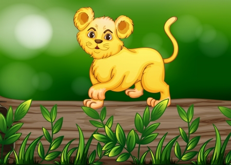 Illustration of a tiger walking above the woodのイラスト素材