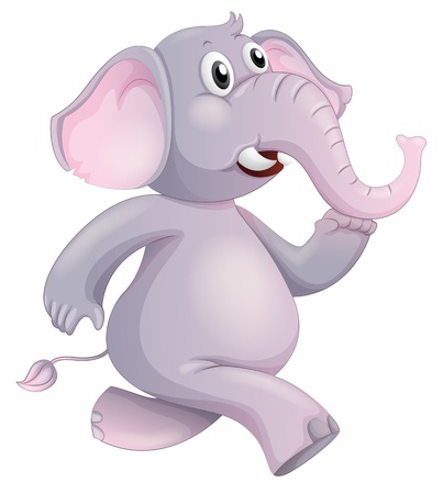 Illustration of a running elephant on a white backgroundのイラスト素材