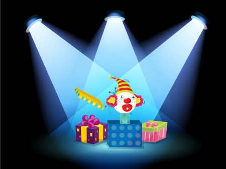 Illustration of the gift boxes with spotlightsのイラスト素材