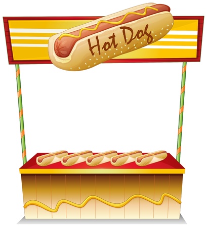 Illustration of a hotdog stand on a white backgroundのイラスト素材