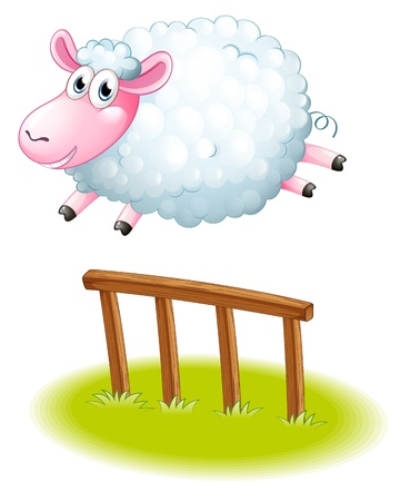 Illustration of a sheep jumping on a white background のイラスト素材