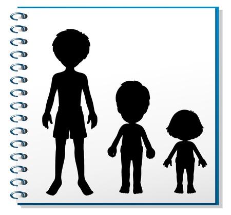 Illustration of a notebook with an image of three humans on a white backgroundのイラスト素材