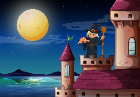 Illustration of a witch at the castleのイラスト素材