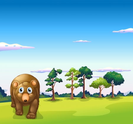 Illustration of a big brown bear walkingのイラスト素材