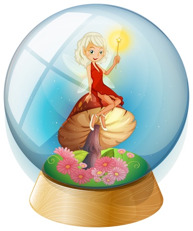 Illustration of a fairy inside a crystal ball on a white backgroundのイラスト素材