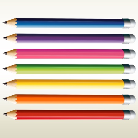 Illustration of the colorful pencils on a white background のイラスト素材