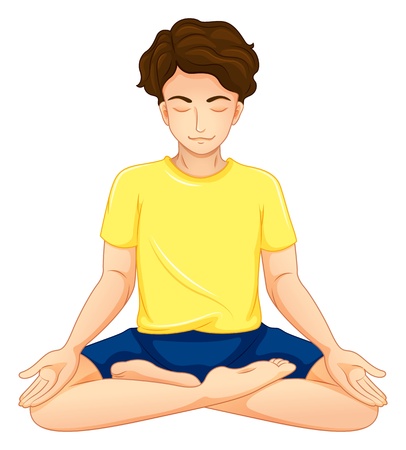 Illustration of a guy performing yoga on a white background のイラスト素材
