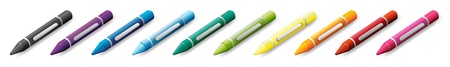 Illustration of the ten colorful crayons on a white background のイラスト素材