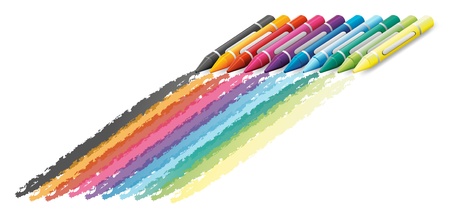 Illustration of the different colorful crayons on a white background のイラスト素材