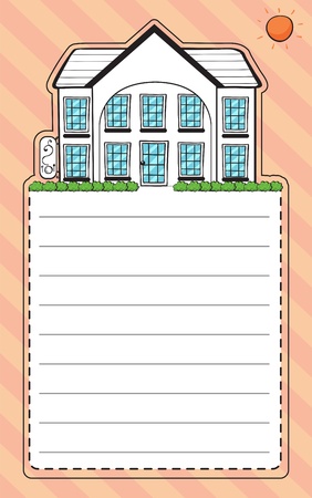Illustration of a stationery with an image of a houseのイラスト素材