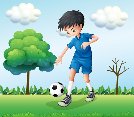 Illustration of a football player wearing his blue uniformのイラスト素材