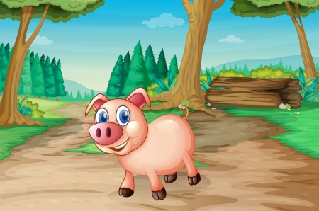 Illustration of a pig at the forestのイラスト素材