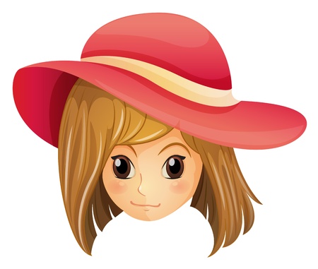 Illustration of a girl wearing a red hat on a white backgroundのイラスト素材