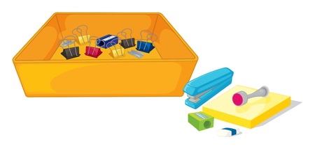 Illustration of the different school and office supplies on a white background のイラスト素材