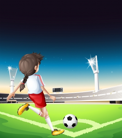 Illustration of a female football player at the fieldのイラスト素材