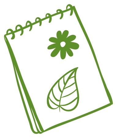 Illustration of a green notepad on a white backgroundのイラスト素材