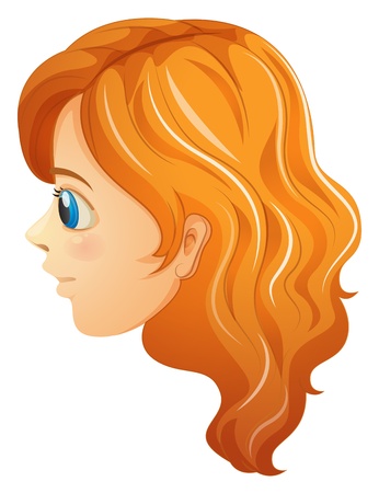Illustration of a sideview of a girl's face on a white backgroundのイラスト素材