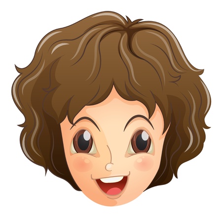 Illustration of a face of a smiling teenager on a white backgroundのイラスト素材