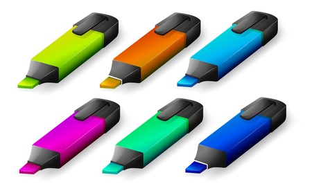 Illustration of the six colorful markers on a white background のイラスト素材