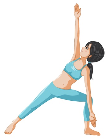Illustration of a woman performing yoga on a white backgroundのイラスト素材