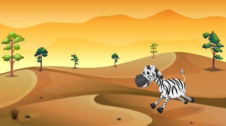 Illustration of a zebra in the desertのイラスト素材