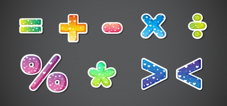 Illustration of the colorful signs and symbols on a gray backgroundのイラスト素材