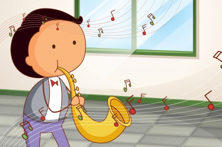 Illustration of a man playing a trumpetのイラスト素材
