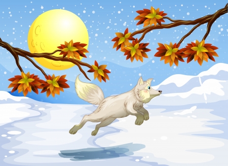 Illustration of a fox jumpingのイラスト素材