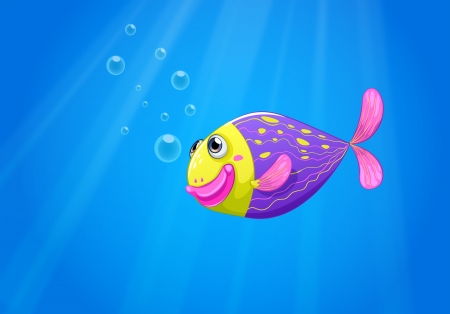 Illustration of a colorful fish under the sea のイラスト素材