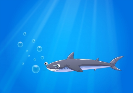 Illustration of a shark under the seaのイラスト素材