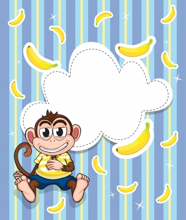 Illustration of a stationery with a monkey and bananasのイラスト素材