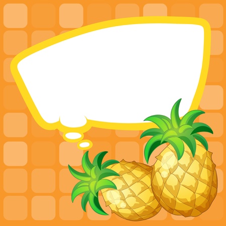 Illustration of a paper note with pineapples having an empty calloutのイラスト素材