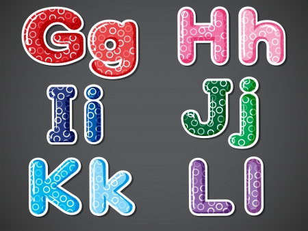 Illustration of the six letters of the alphabet on a gray backgroundのイラスト素材