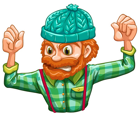 Illustration of an angry lumberjack on a white backgroundのイラスト素材