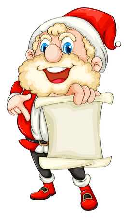 Illustration of Santa holding a paper scroll on a white backgroundのイラスト素材