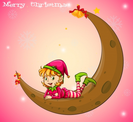 Illustration of an elf and a moonのイラスト素材