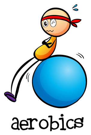 Illustration of a stickman doing an aerobics on a white backgroundのイラスト素材